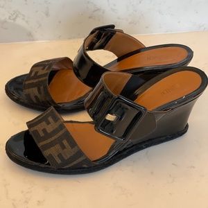 Fendi patent leather platform sandals